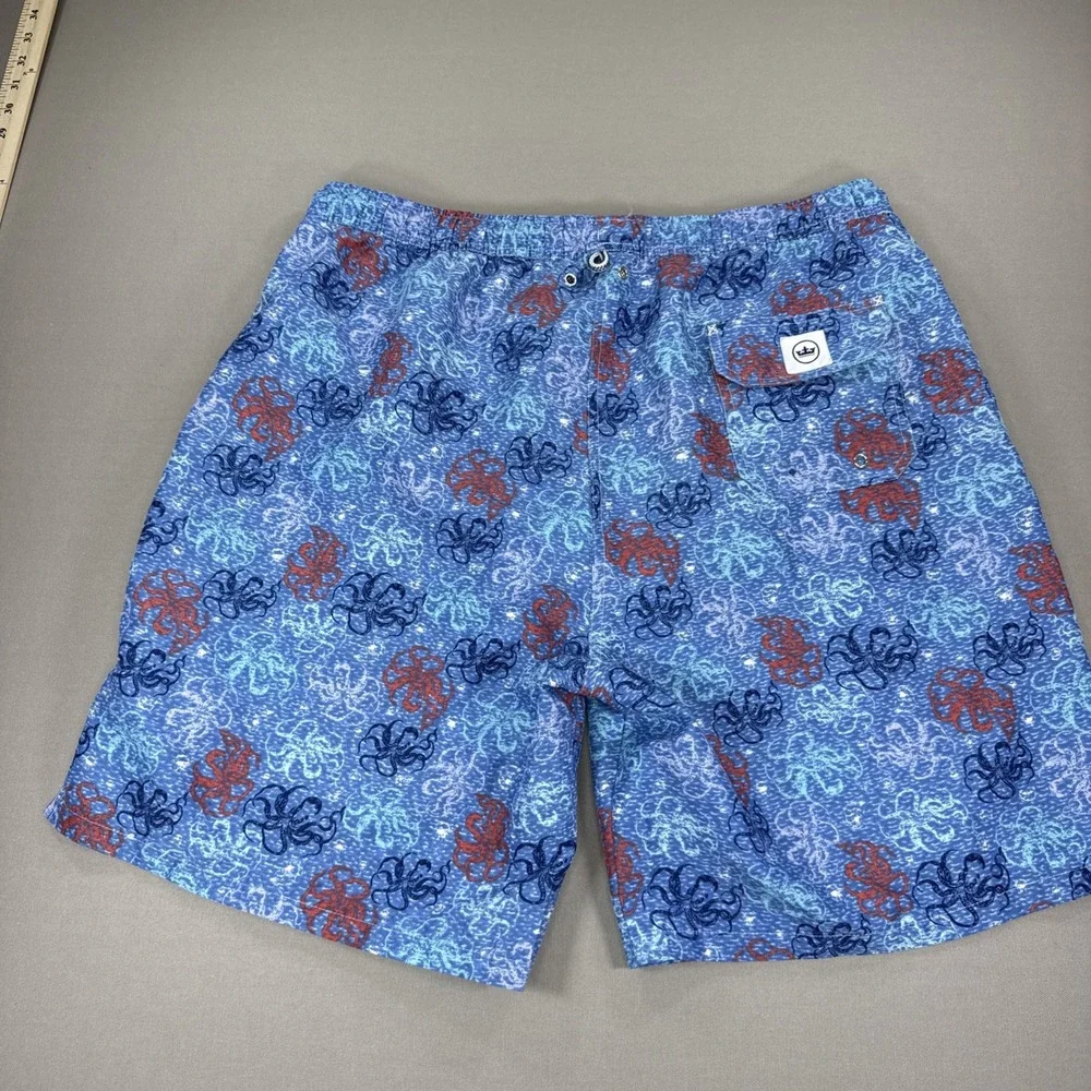 Peter Millar Swim Trunks Men's XL Blue Nautical Octopus Mesh Lined Pocket
